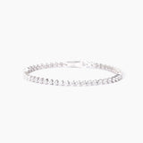 Bracciale tennis in argento 925/ººº rodiato con zirconi taglio cuore 3x3 mm