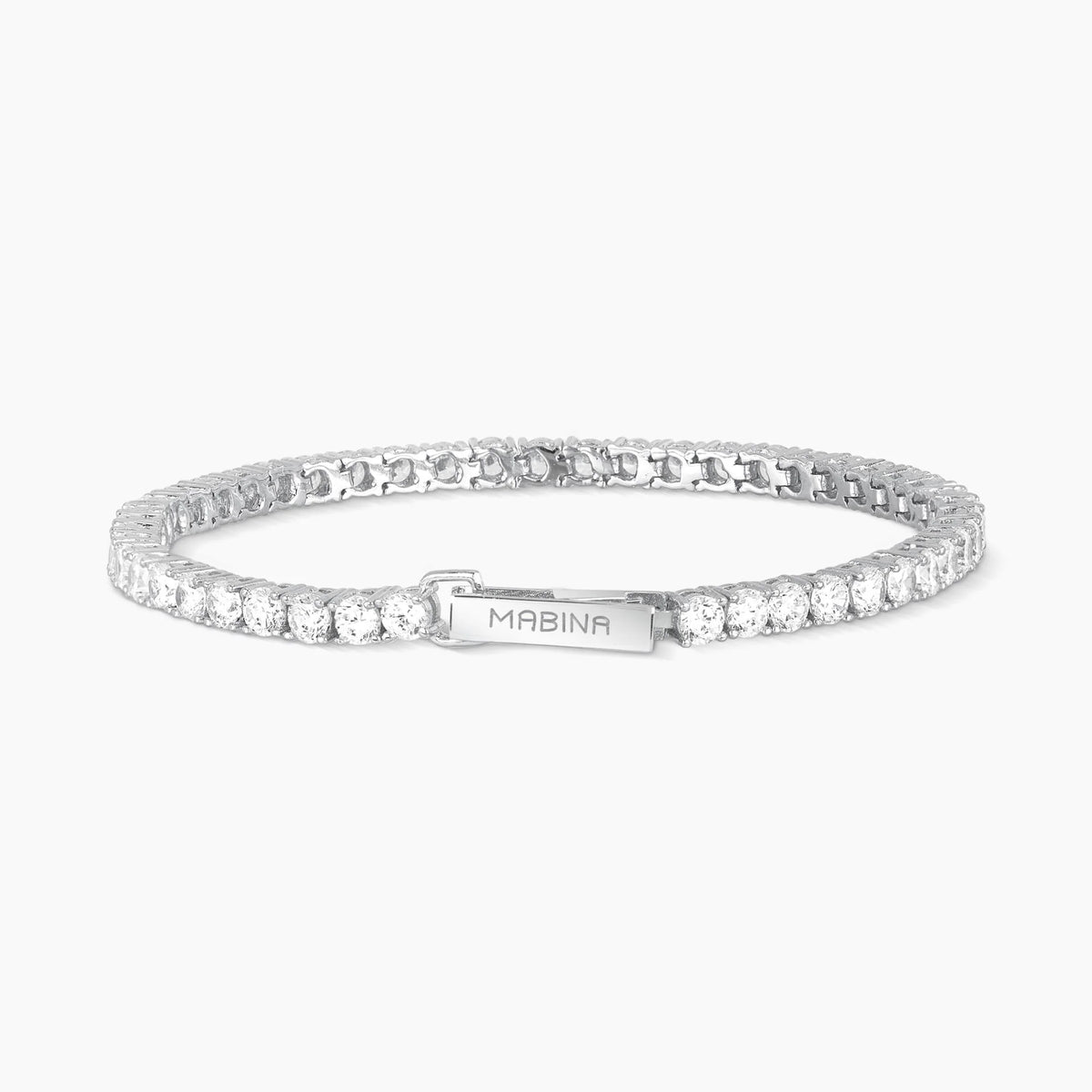 BRACCIALE ARGENTO 925/°°° con zirconi Ø 3.5 mm lunghezza 18 cm