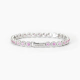 Bracciale tennis in argento 925/°°° rodiato con tormaline sintetiche Ø 3 mm e zirconi bianchi Ø 1.25 mm