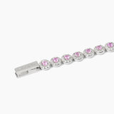 Bracciale tennis in argento 925/°°° rodiato con tormaline sintetiche Ø 3 mm e zirconi bianchi Ø 1.25 mm