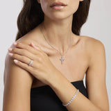 Bracciale tennis in argento 925/°°° rodiato con tormaline sintetiche Ø 3 mm e zirconi bianchi Ø 1.25 mm