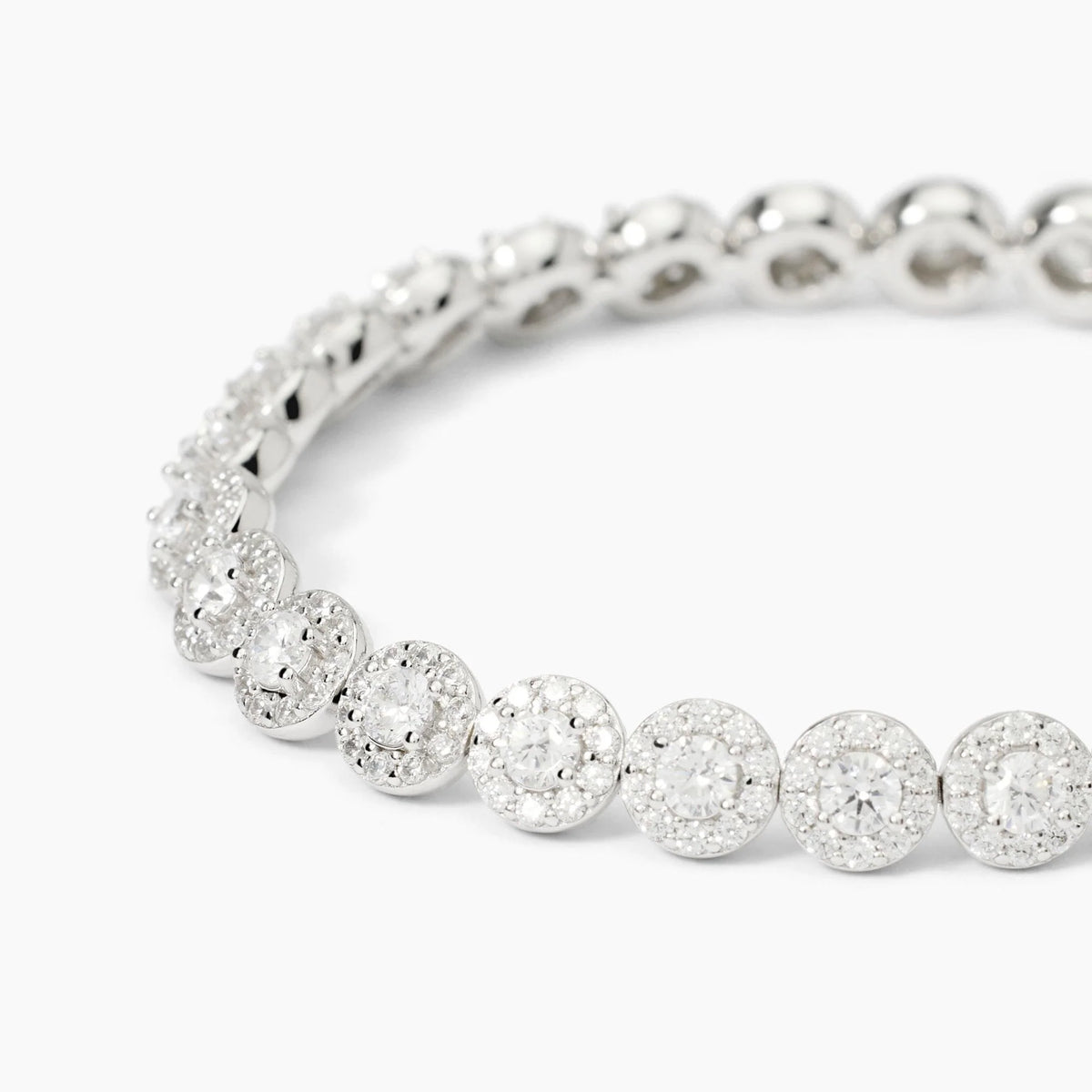 Bracciale tennis in argento 925/°°° rodiato con zirconi bianchi Ø 3 e 1.25 mm, lunghezza 17 cm