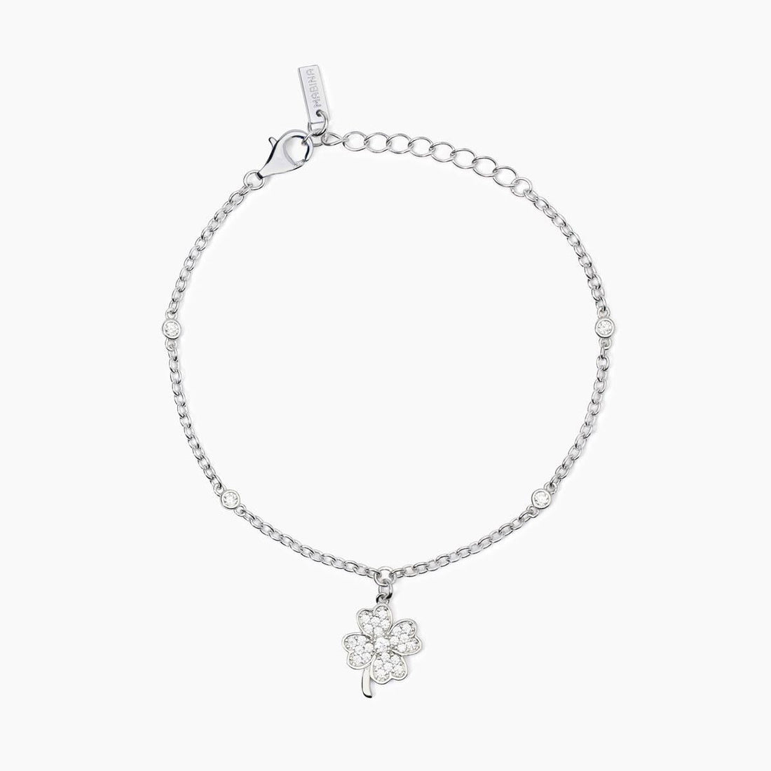 Bracciale in argento con ciondolo quadrifoglio e zirconi
BUONA FORTUNA 533890