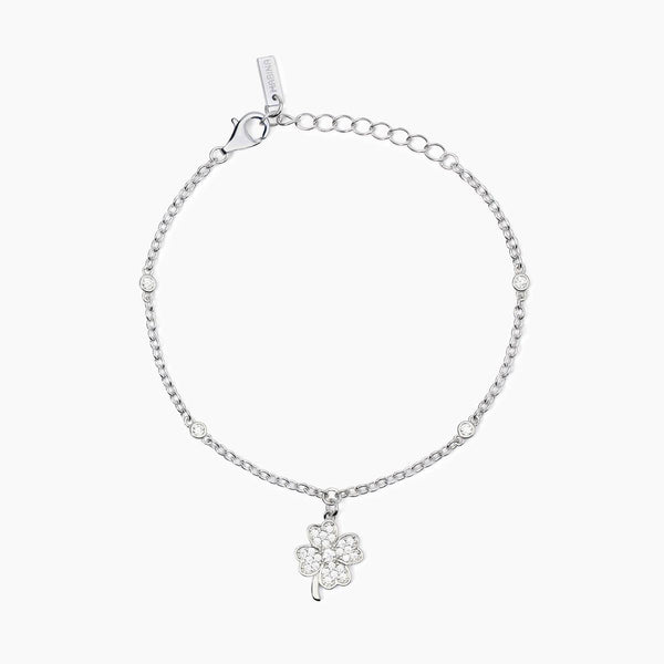 Bracciale in argento con ciondolo quadrifoglio e zirconi
BUONA FORTUNA 533890