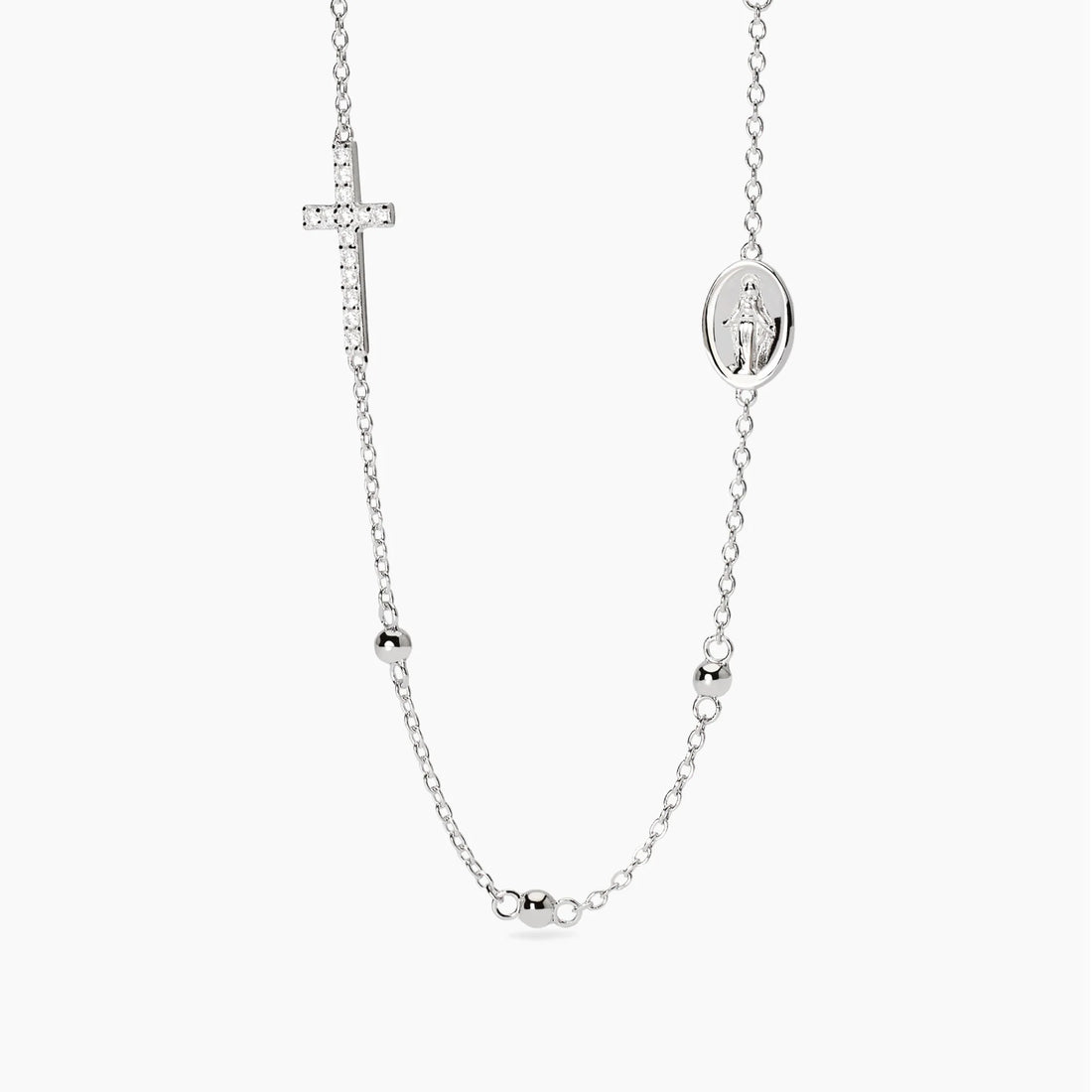 Girocollo in argento con croce, Madonnina e zirconi
ROSARIO 553781