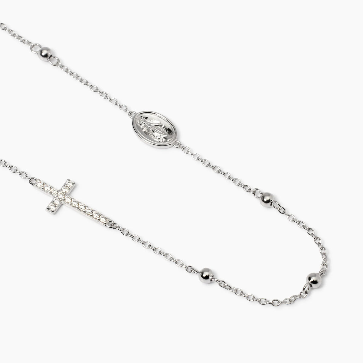Girocollo in argento con croce, Madonnina e zirconi
ROSARIO 553781